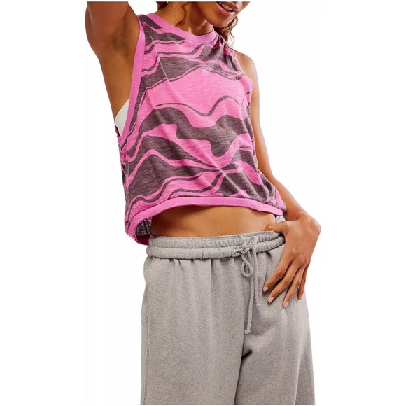NWT FP Movement Printed Love Tank Waverunner Magenta Large - Picture 2 of 11
